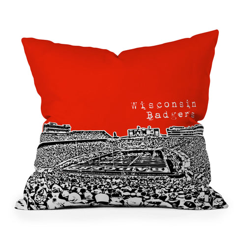 Bird Ave Wisconsin Badgers Red Outdoor Throw Pillow