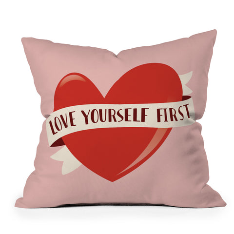 BlueLela Love Yourself First Outdoor Throw Pillow