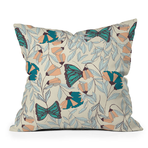 BlueLela Monarch garden 003 Outdoor Throw Pillow