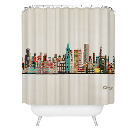Brian Buckley chicago city skyline Shower Curtain