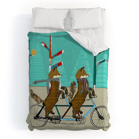 Brian Buckley Foxy Days Lets Tandem Duvet Cover