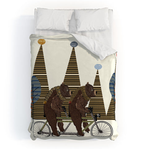 Brian Buckley Grizzly Days Lets Tandem Duvet Cover