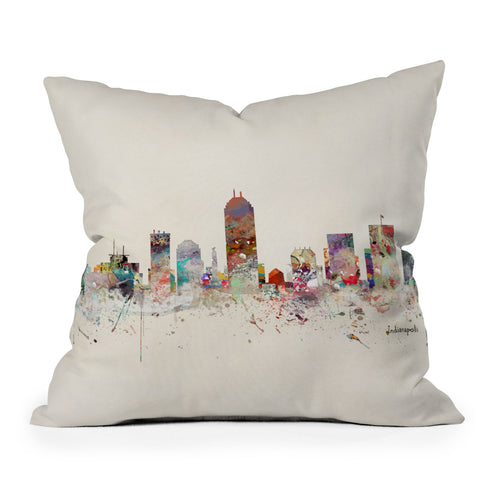 Brian Buckley indianapolis indiana skyline Outdoor Throw Pillow