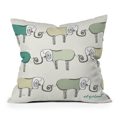Brian Buckley Les Elephants Outdoor Throw Pillow