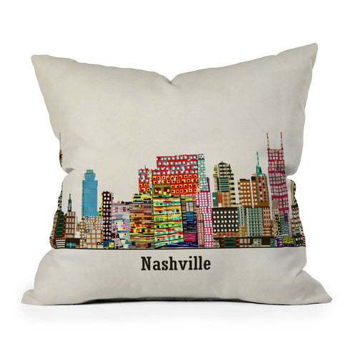 Brian Buckley nashville city skyline Outdoor Throw Pillow