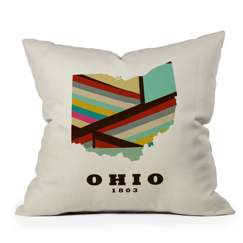 Brian Buckley ohio state map modern Outdoor Throw Pillow