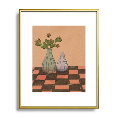 Britt Does Design Checked and Floral Metal Framed Art Print