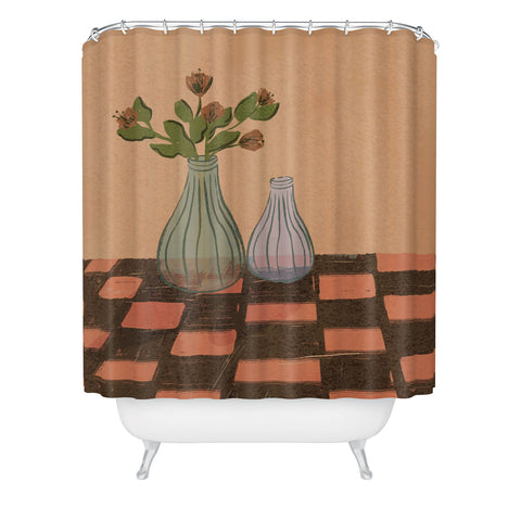 Britt Does Design Checked and Floral Shower Curtain