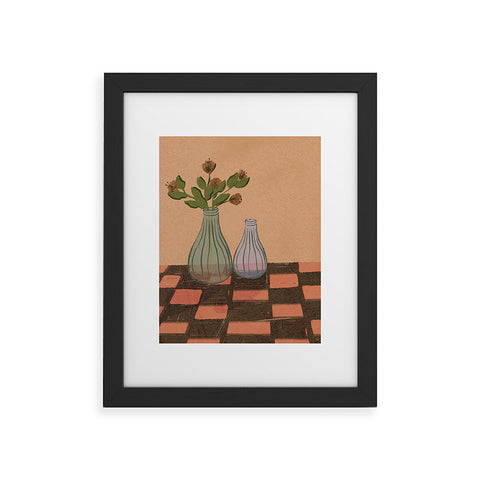 Britt Does Design Checked and Floral Framed Art Print