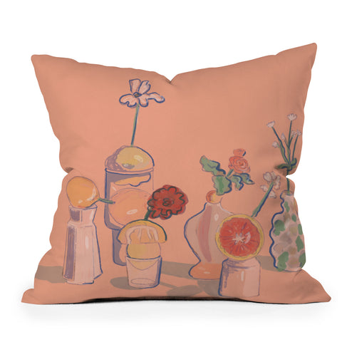 Britt Does Design Orange Vases Outdoor Throw Pillow