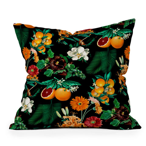 Burcu Korkmazyurek Fruit and Floral Pattern Outdoor Throw Pillow
