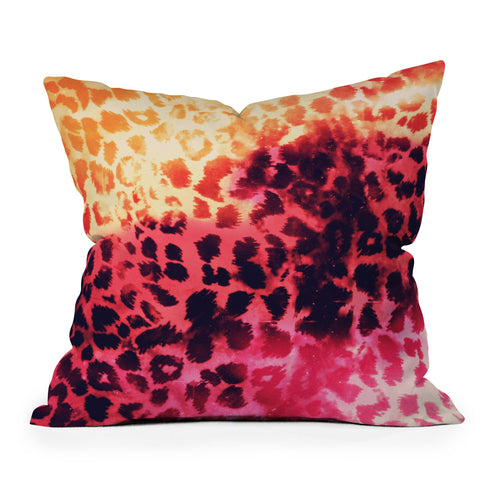 Caleb Troy Leopard Storm Fire Outdoor Throw Pillow