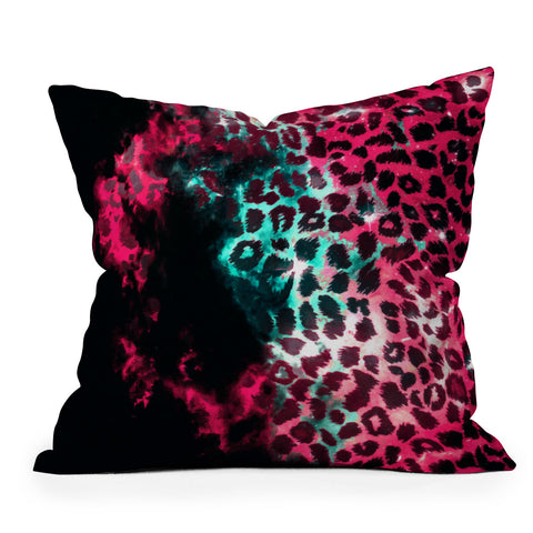 Caleb Troy Leopard Storm Pink Outdoor Throw Pillow