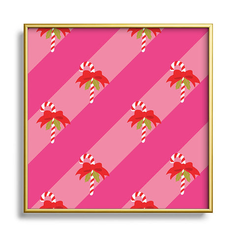 Camilla Foss Candy Cane Square Metal Framed Art Print