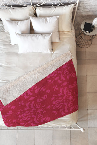 Camilla Foss Modern Damask Pink Fleece Throw Blanket
