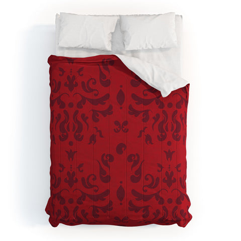 Camilla Foss Modern Damask Red Comforter