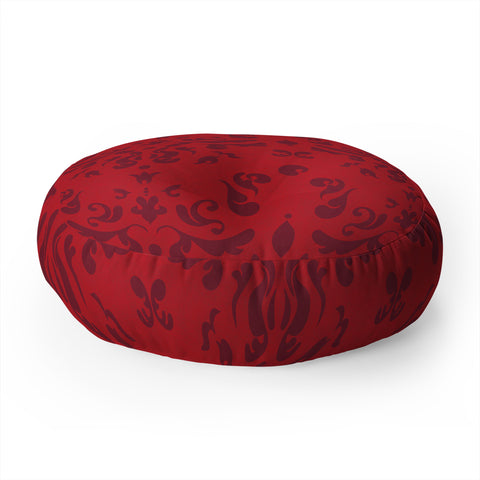 Camilla Foss Modern Damask Red Floor Pillow Round