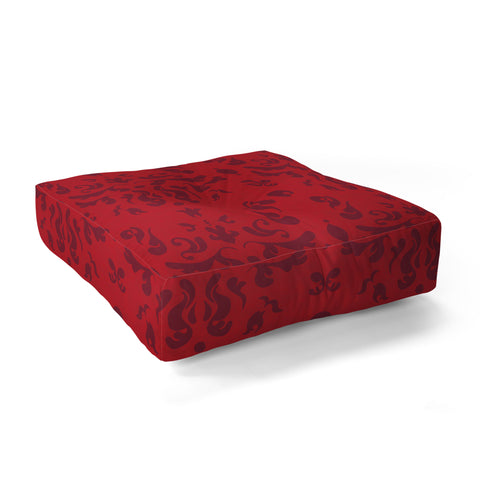 Camilla Foss Modern Damask Red Floor Pillow Square