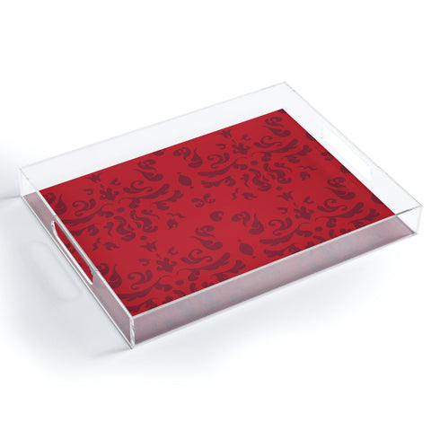 Camilla Foss Modern Damask Red Acrylic Tray