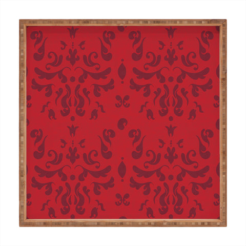 Camilla Foss Modern Damask Red Square Tray