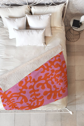 Camilla Foss Shapes Pink and Orange Fleece Throw Blanket