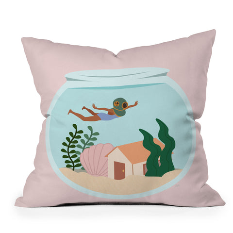 camilleallen Swimming Outdoor Throw Pillow