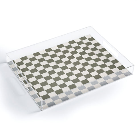 Carey Copeland Checkerboard Olive Green Acrylic Tray