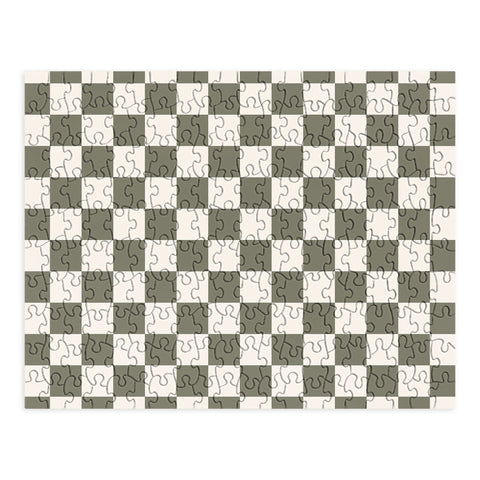 Carey Copeland Checkerboard Olive Green Puzzle