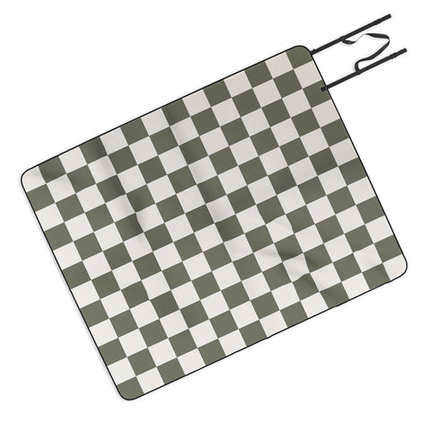 Carey Copeland Checkerboard Olive Green Picnic Blanket