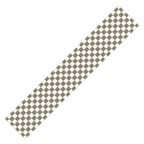 Carey Copeland Checkerboard Olive Green Table Runner