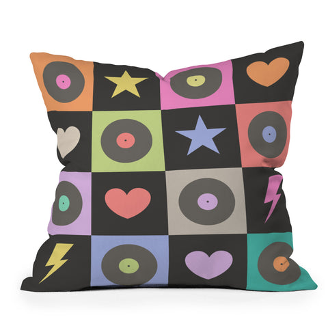 Carey Copeland Colorful Checkerboard 80s Throw Pillow