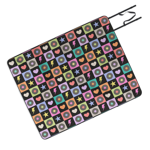 Carey Copeland Colorful Checkerboard 80s Picnic Blanket