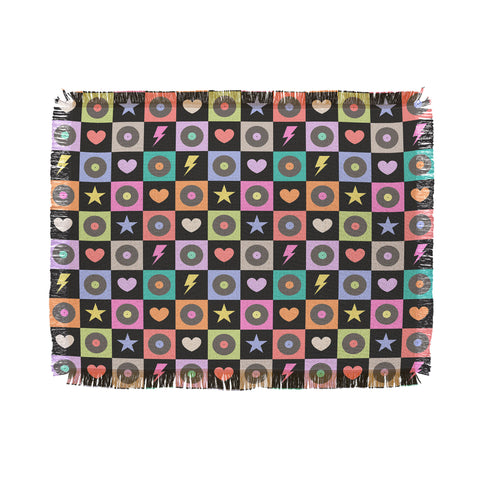 Carey Copeland Colorful Checkerboard 80s Throw Blanket