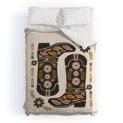 Carey Copeland Cowboy boots and flowers Comforter