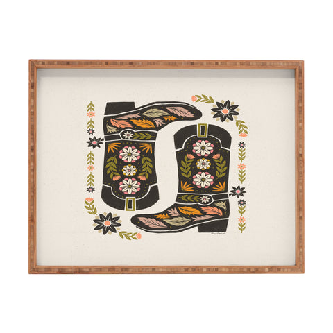 Carey Copeland Cowboy boots and flowers Rectangular Tray