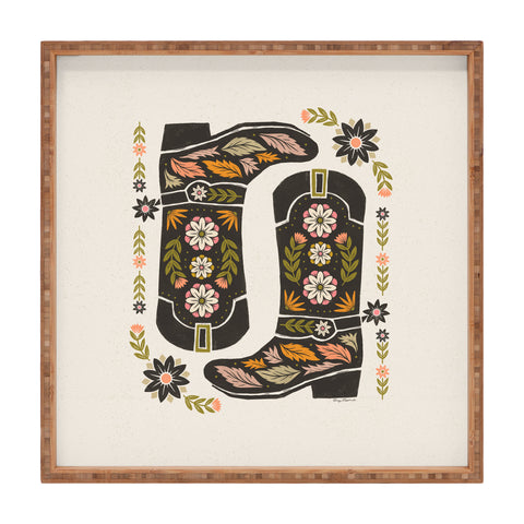 Carey Copeland Cowboy boots and flowers Square Tray