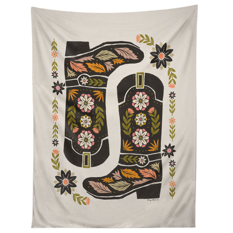 Carey Copeland Cowboy boots and flowers Tapestry