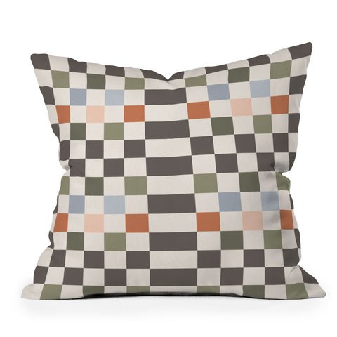 Carey Copeland Fall Checkerboard Outdoor Throw Pillow