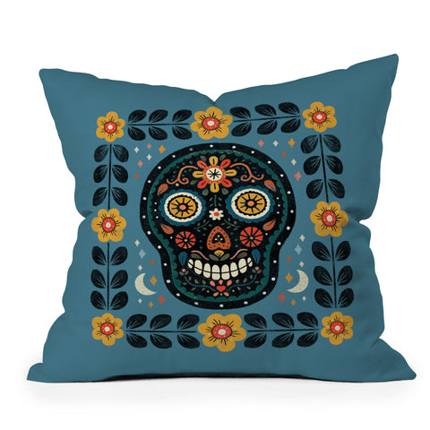 Carey Copeland Happy Haunting Day of Dead Outdoor Throw Pillow