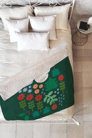Carey Copeland Holiday Shapes Emerald Fleece Throw Blanket