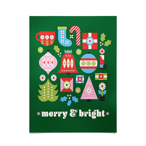 Carey Copeland Merry Bright Christmas Green Poster