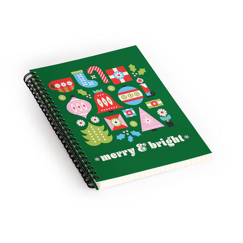 Carey Copeland Merry Bright Christmas Green Spiral Notebook
