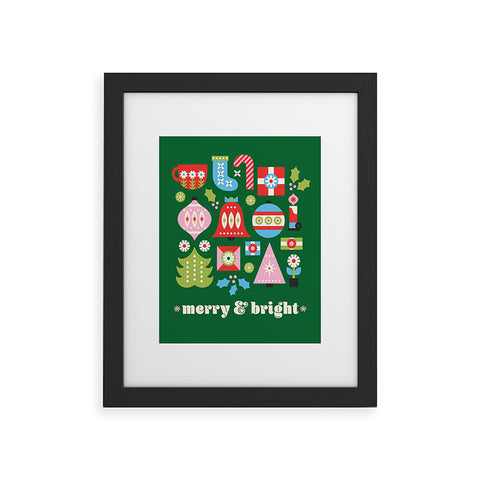 Carey Copeland Merry Bright Christmas Green Framed Art Print