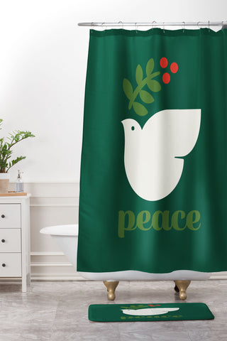Carey Copeland Peace Dove Shower Curtain And Mat
