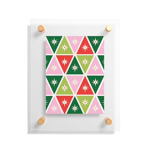 Carey Copeland Retro Christmas Triangles Floating Acrylic Print