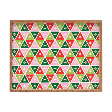 Carey Copeland Retro Christmas Triangles Rectangular Tray