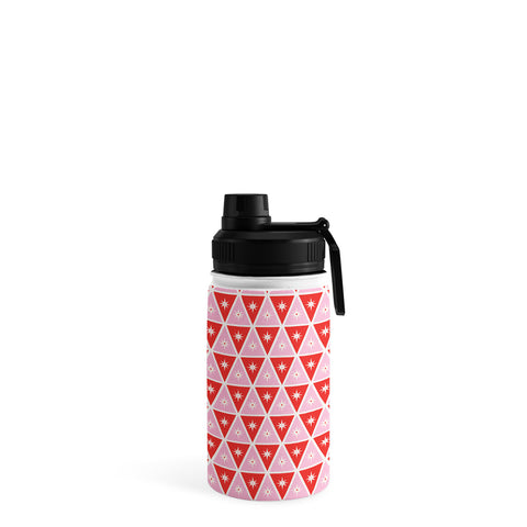 Carey Copeland Retro Christmas Triangles Red Water Bottle