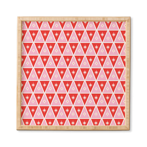 Carey Copeland Retro Christmas Triangles Red Framed Wall Art