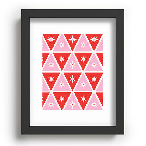 Carey Copeland Retro Christmas Triangles Red Recessed Framing Rectangle