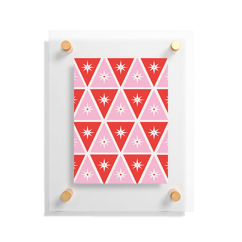 Carey Copeland Retro Christmas Triangles Red Floating Acrylic Print